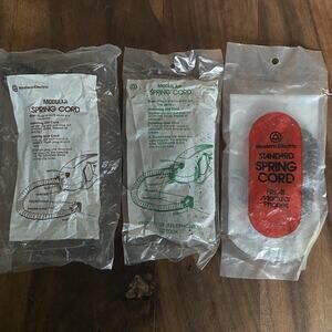 3 New Western Electric Standard Spring Headset Phone Cord Brown H4DU Vintage